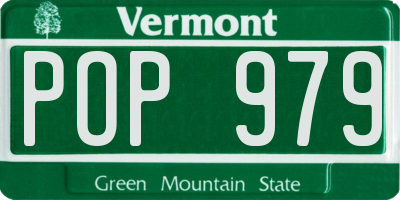 VT license plate POP979