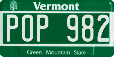 VT license plate POP982