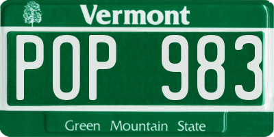 VT license plate POP983