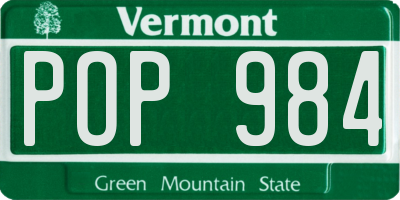 VT license plate POP984