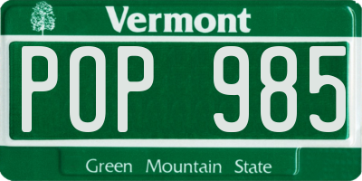 VT license plate POP985