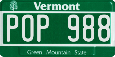 VT license plate POP988