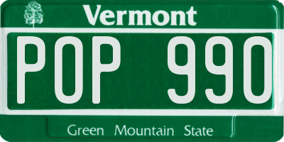 VT license plate POP990