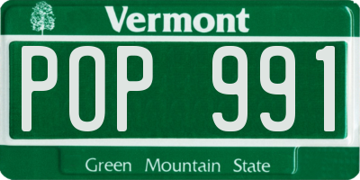 VT license plate POP991