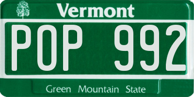 VT license plate POP992