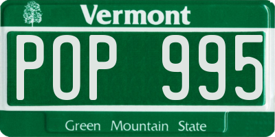 VT license plate POP995
