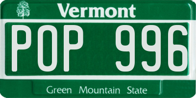 VT license plate POP996
