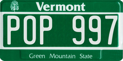 VT license plate POP997