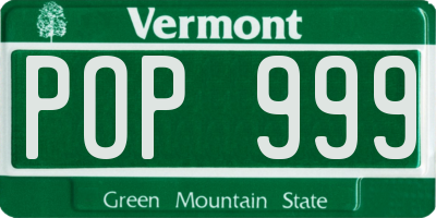 VT license plate POP999