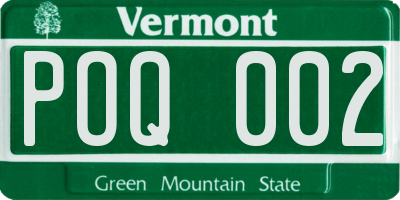 VT license plate POQ002
