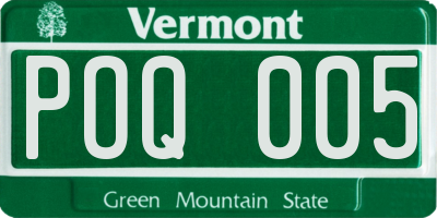 VT license plate POQ005