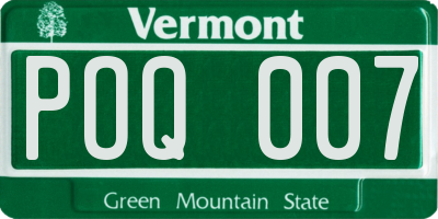 VT license plate POQ007