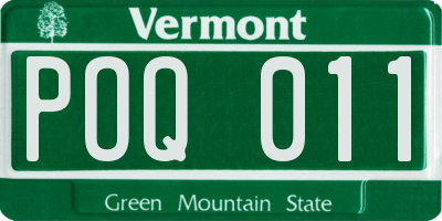 VT license plate POQ011