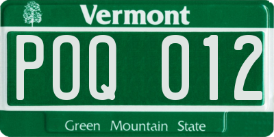 VT license plate POQ012