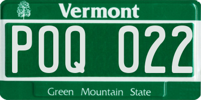VT license plate POQ022
