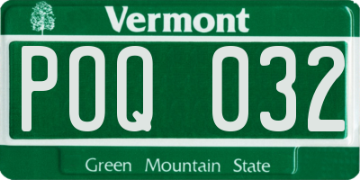 VT license plate POQ032