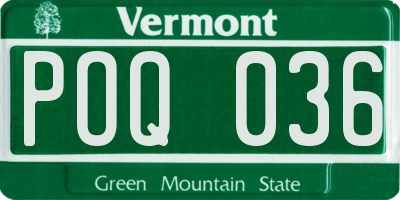 VT license plate POQ036