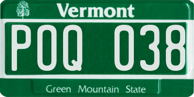 VT license plate POQ038