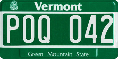 VT license plate POQ042