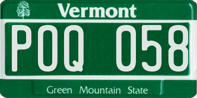 VT license plate POQ058