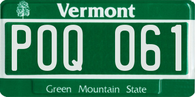 VT license plate POQ061