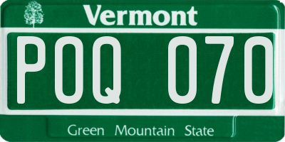 VT license plate POQ070