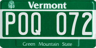 VT license plate POQ072