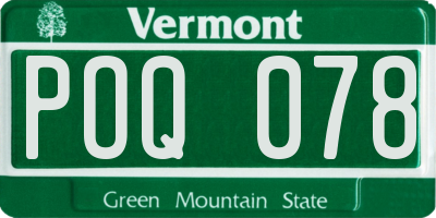VT license plate POQ078