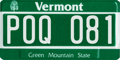 VT license plate POQ081