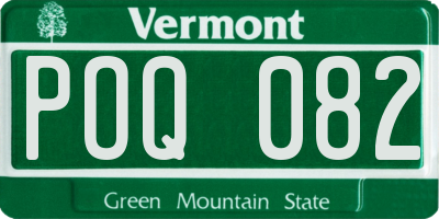 VT license plate POQ082