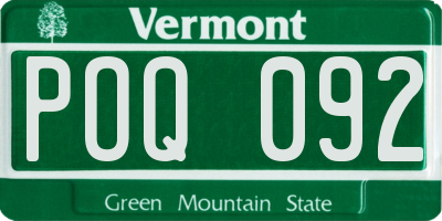 VT license plate POQ092