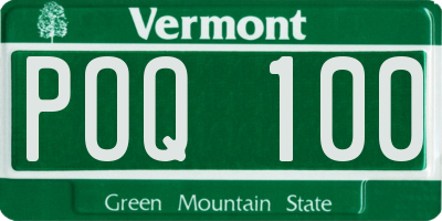 VT license plate POQ100