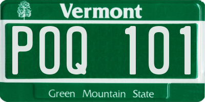 VT license plate POQ101