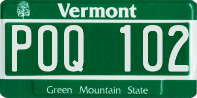 VT license plate POQ102