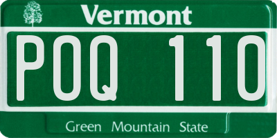 VT license plate POQ110