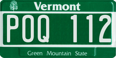 VT license plate POQ112