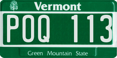 VT license plate POQ113