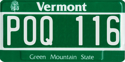 VT license plate POQ116