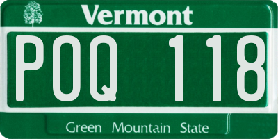 VT license plate POQ118
