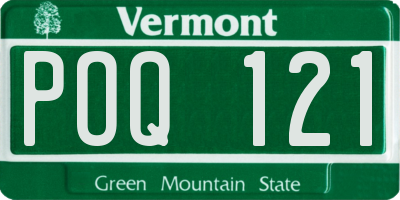 VT license plate POQ121