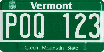 VT license plate POQ123