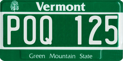 VT license plate POQ125