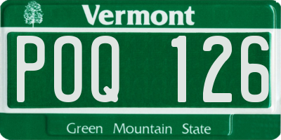 VT license plate POQ126