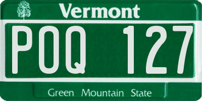 VT license plate POQ127