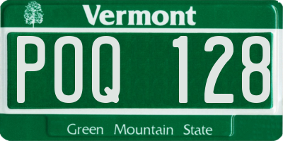 VT license plate POQ128