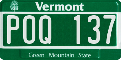 VT license plate POQ137