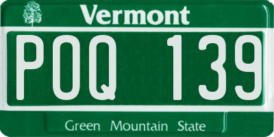 VT license plate POQ139