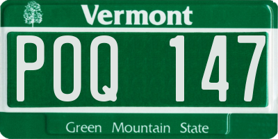 VT license plate POQ147