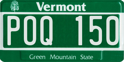 VT license plate POQ150