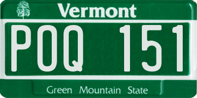 VT license plate POQ151